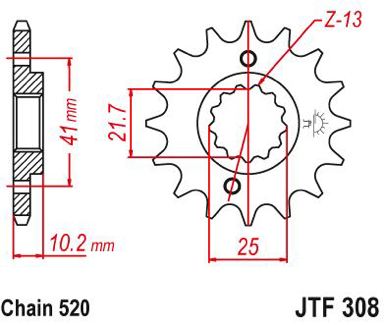 Imagem de Pinhão ataque JT - 520 JTF308.15