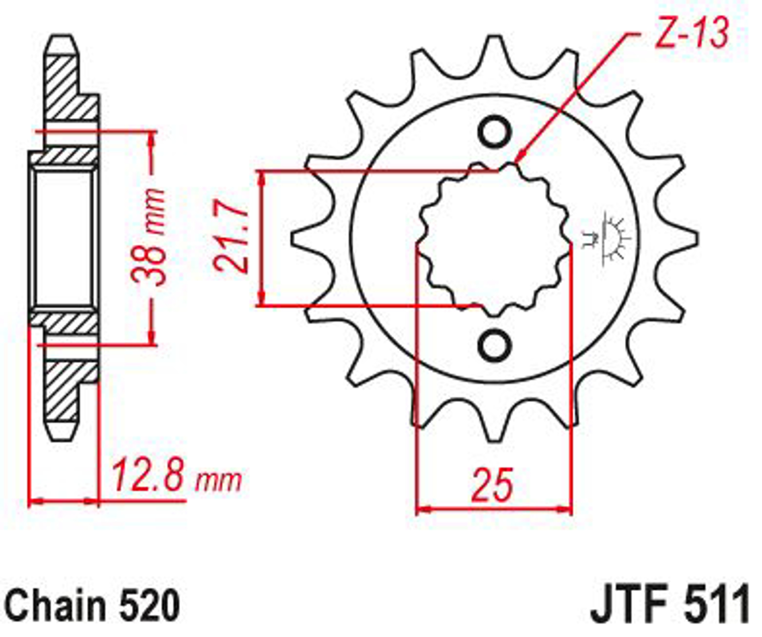 Imagem de Pinhão ataque JT - 520 JTF511.14