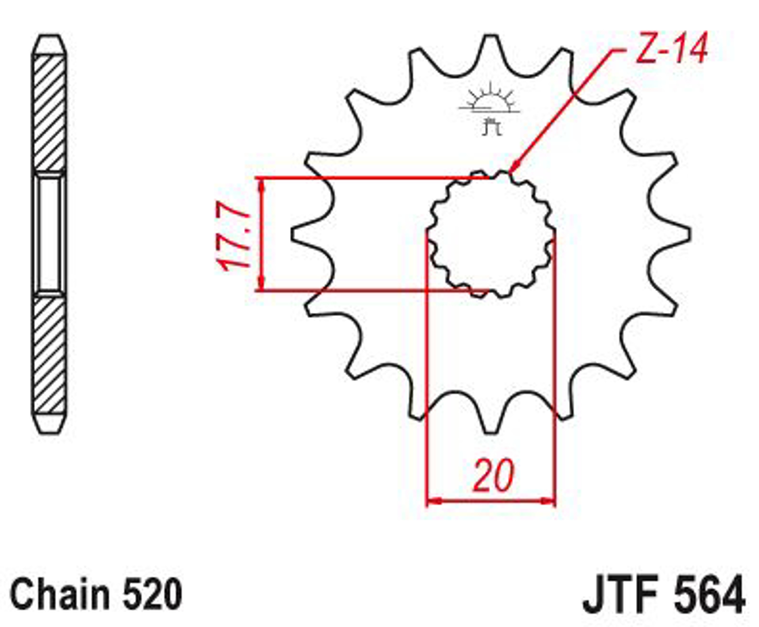 Imagem de Pinhão ataque JT - 520 JTF564.12