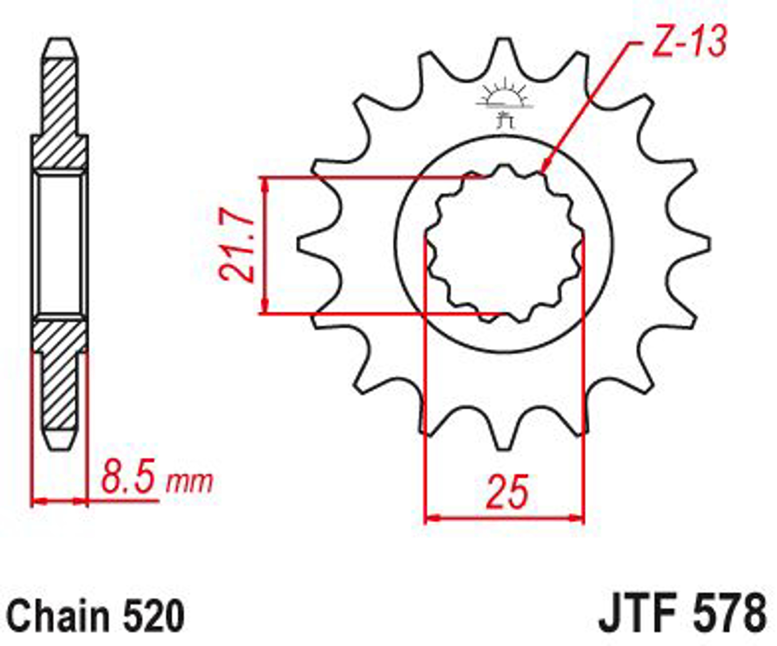 Imagem de Pinhão ataque JT - 520 JTF578.16