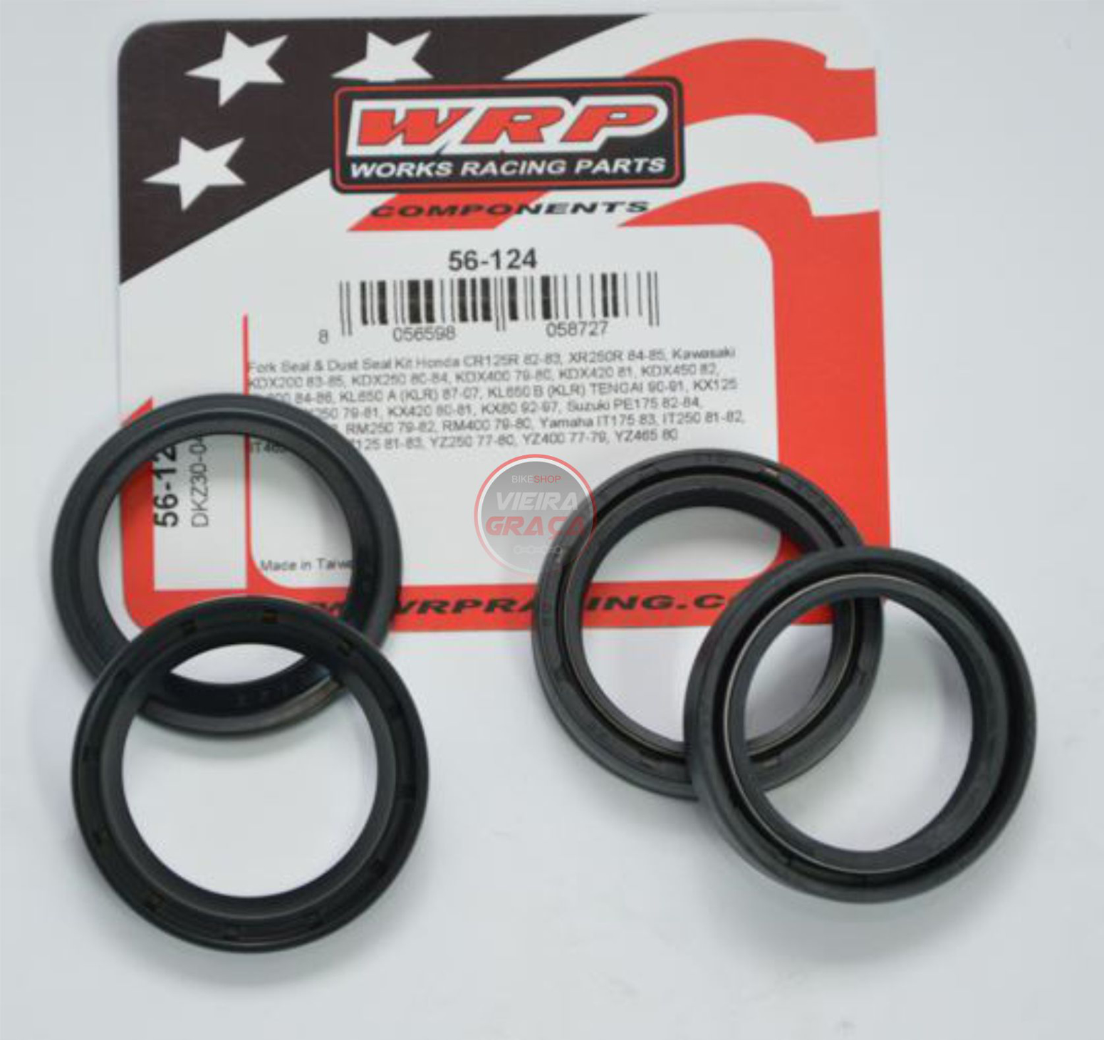 Imagem de Kit retentores + tapa pó suspensão WRP - WY-56-124 - 38x50x10.5 - HONDA CR125R/XR250R, KAWASAKI KX/KDX/KL/KLR, SUZUKI PE175/RM 125-400, YAMAHA YZ/IT 125-465