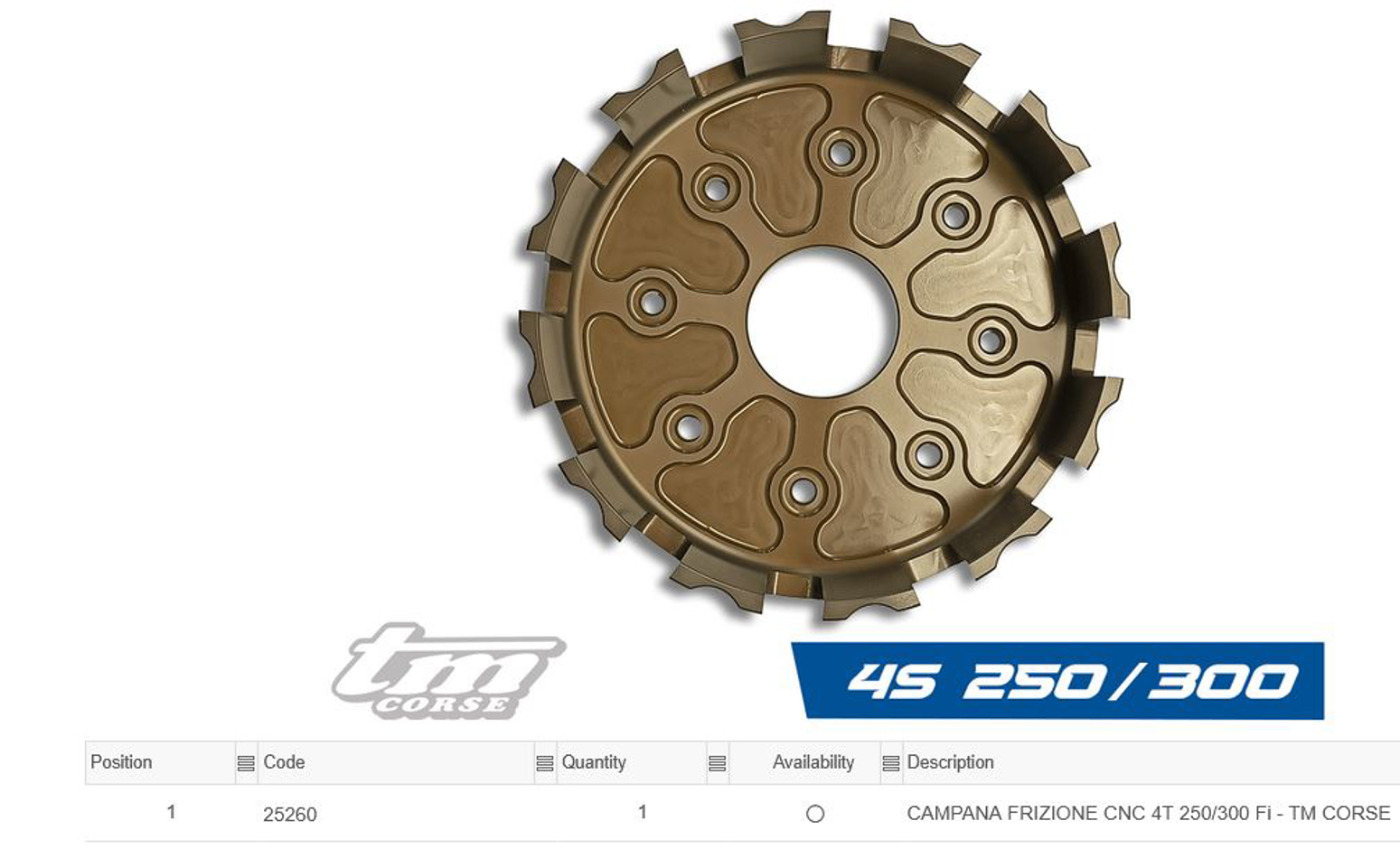 Imagem de Campana embreagem CNC -  TM CORSE - 4T 250/300 Fi