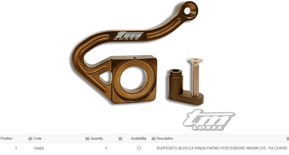 Imagem de Suporte bloqueio pinça travão traseiro NISSIN CPL -  TM CORSE