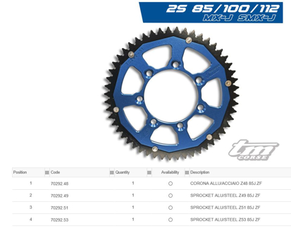 Imagem de Cremalheira Alu/Aço -  TM CORSE - 85J ZF - 48/53