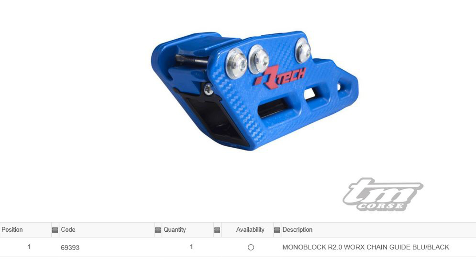 Imagem de Monobloco guia da corrente -  TM CORSE - R2.0 Azul/Preto