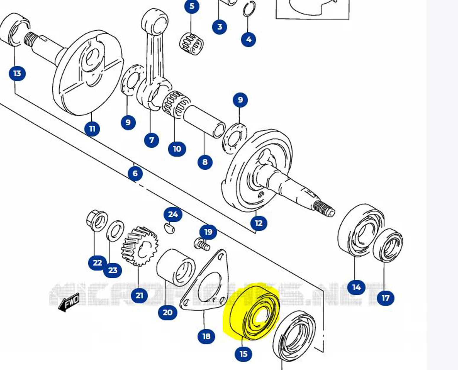 Imagem de Rolamento cambota dir. Suzuki TS-X 50